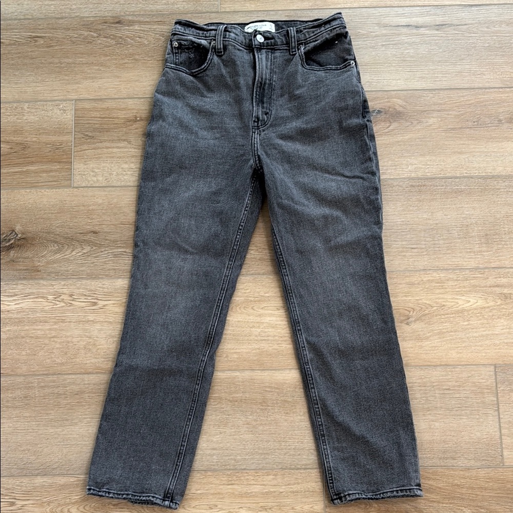 Abercrombie & Fitch Ankle Straight Ultra Straight High Rise Gray Jeans